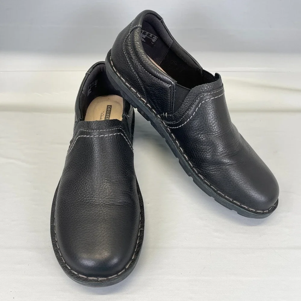 Clarks Janice Barrie Loafers Womens Size 7.5 M Black Leather Slip On Shoes